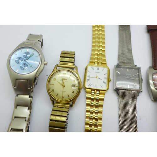 837 - A Berg automatic 25 jewel wristwatch and seven other wristwatches