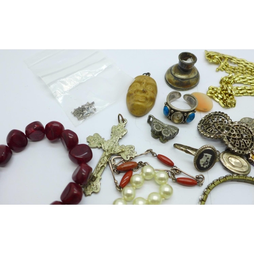 854 - A collection of jewellery, etc., some a/f