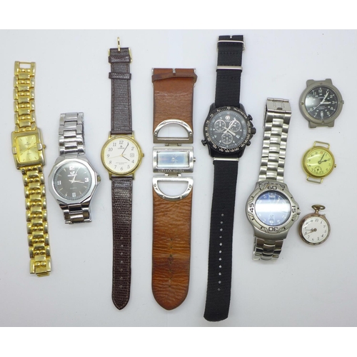 858 - A collection of lady's and gentleman's wristwatches including Timex, Lorus, a small trench style wat... 