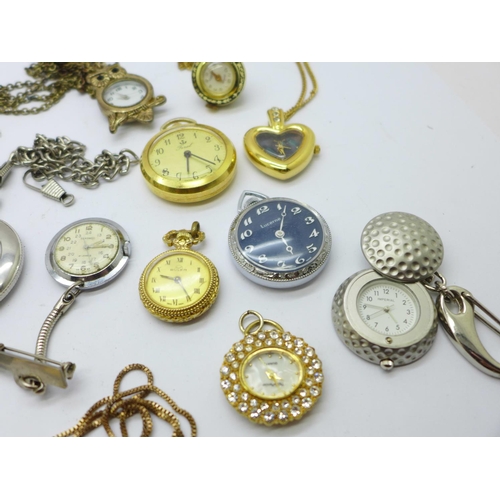 859 - A collection of pendant and ring watches, etc.