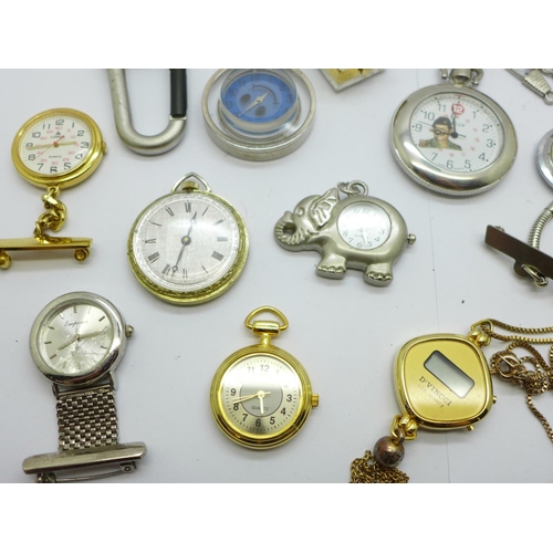 859 - A collection of pendant and ring watches, etc.