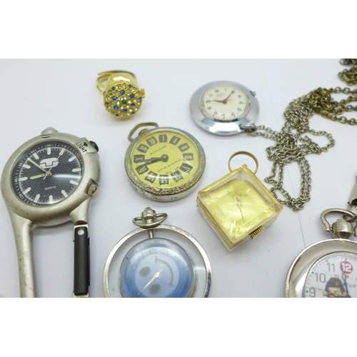 859 - A collection of pendant and ring watches, etc.