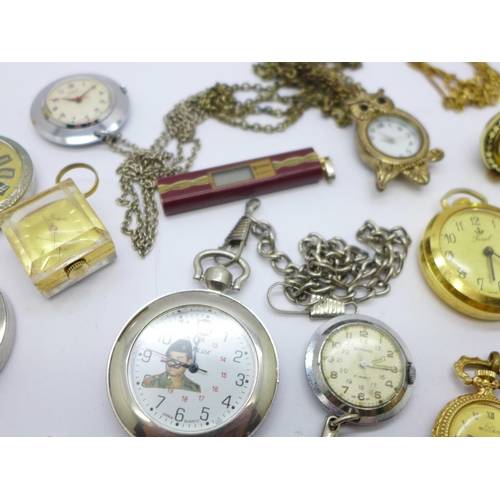 859 - A collection of pendant and ring watches, etc.