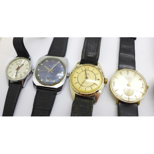 862 - A collection of wristwatches including Avia, Rotary, Timex, etc.