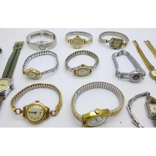 863 - A collection of lady's watches including Sekonda, Tissot, Timex, etc.