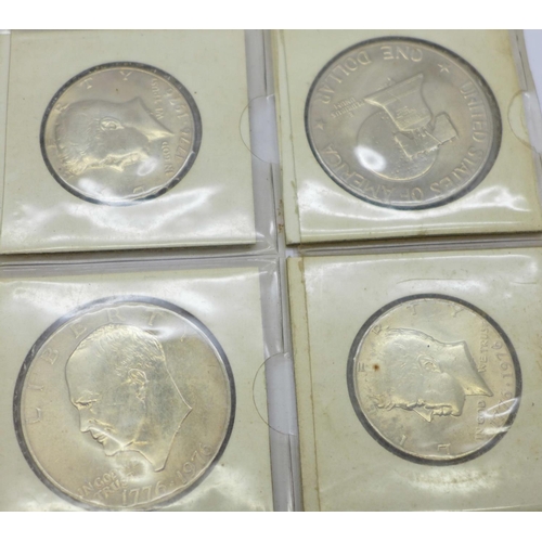 870 - Four US coin sets, one dollar missing and an 1899 Hong Kong Ten Cents coin