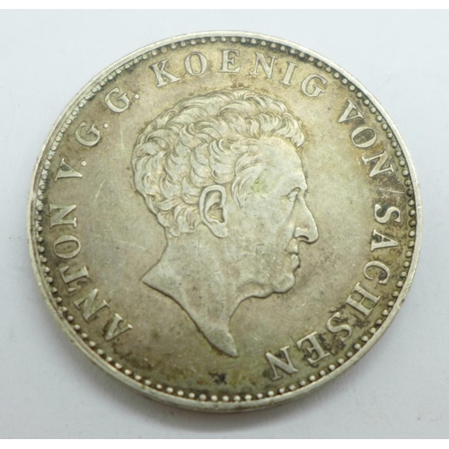 921 - Coin;- A German States 1829 Thaler, Anton V.G.G. Koenig Von Sachsen, mint S, 27.9g