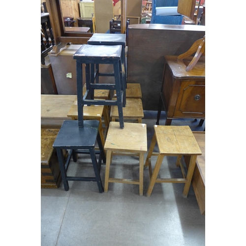 292 - Eight beech laboratory stools