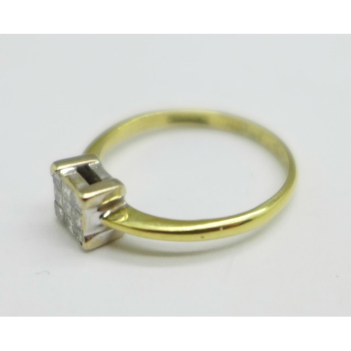 949 - An 18ct gold, nine stone diamond ring, 2.3g, M, marked 18KT