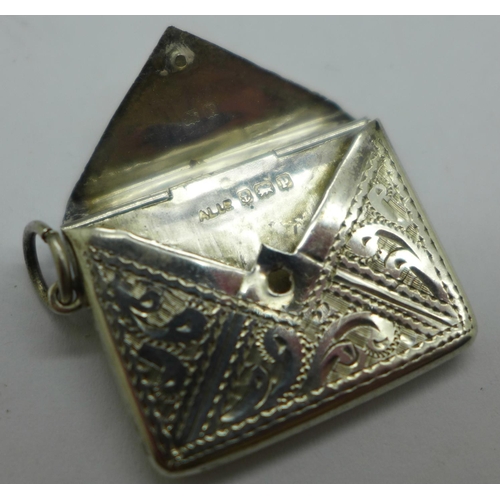 963 - A silver stamp case, Birmingham 1914