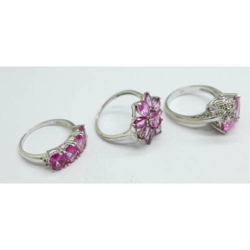 978 - Three silver gem set rings