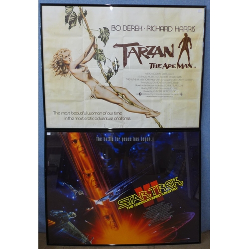 357 - A 1981 Raiders of the Lost Ark film poster, a Tarzan poster and three others