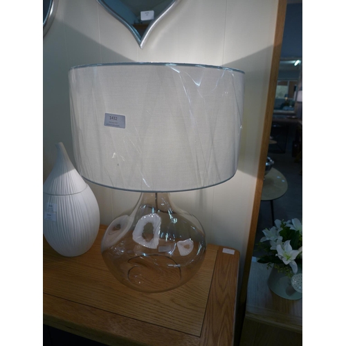 1405 - A smoked glass table lamp with shade (421050)   #