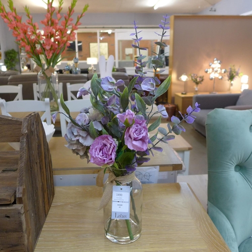 1459 - A lilac hydrangea and mixed flower display in a glass vase (58921909)   #