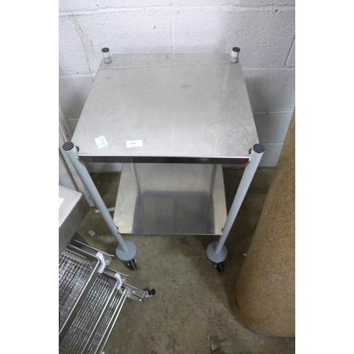 2400 - A 2-tier square stainless steel trolley - unused