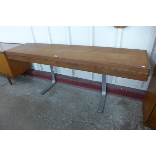 100 - An Archie Shine teak and chrome four drawer Planar console table, designed by Robert Heritage