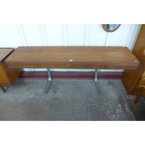 100 - An Archie Shine teak and chrome four drawer Planar console table, designed by Robert Heritage