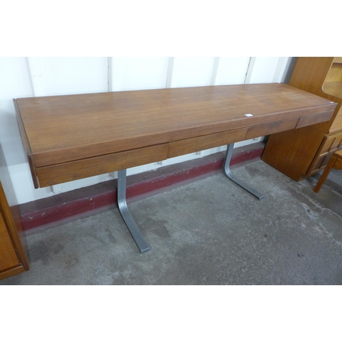 100 - An Archie Shine teak and chrome four drawer Planar console table, designed by Robert Heritage