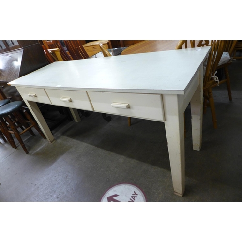 231 - A painted three drawer serving table