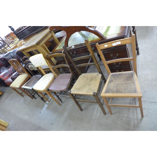 243 - Seven assorted chairs and a mahogany single bed