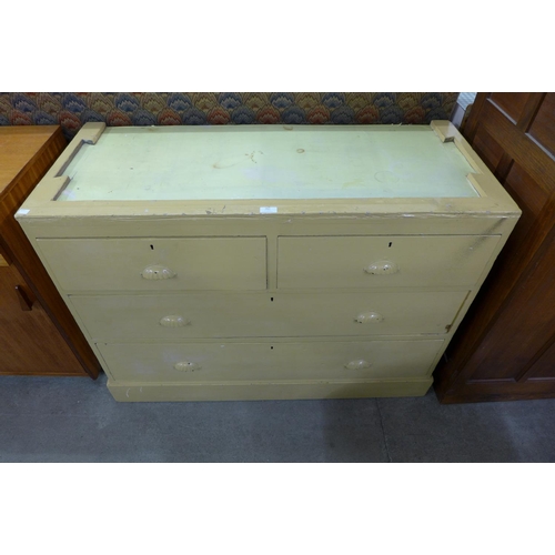 264 - A Victorian painted pine chest of drawers (lacking top)