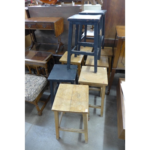 292 - Eight beech laboratory stools