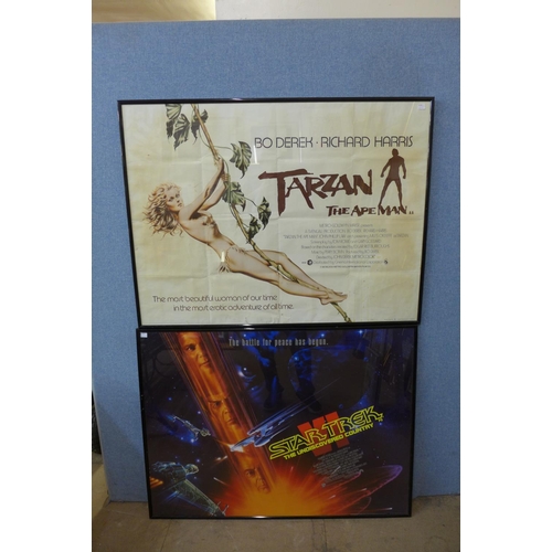 357 - A 1981 Raiders of the Lost Ark film poster, a Tarzan poster and three others