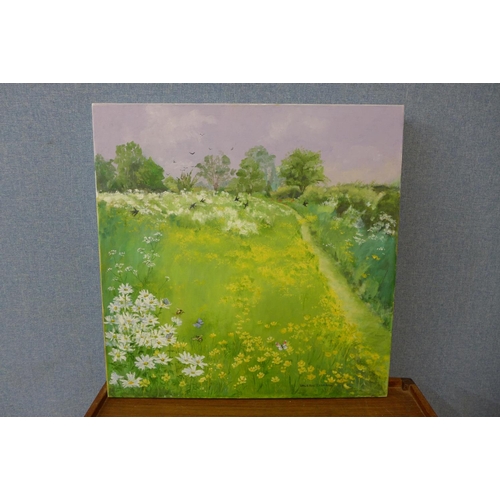 364 - Valerie Jackson, Buttercup Field, oil on canvas, unframed