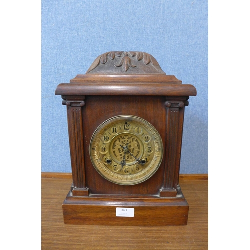 369 - A 19th Century American Waterbury Clock Co. oak bracket clock