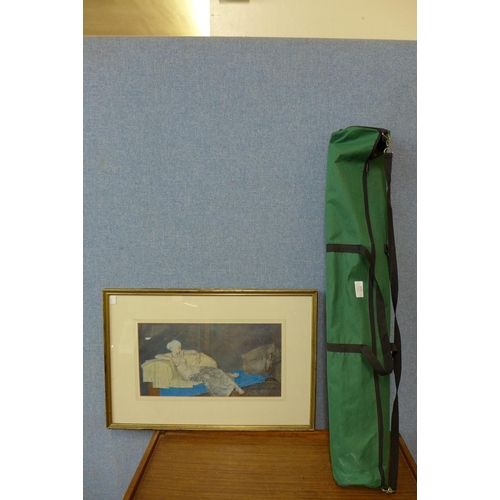 372 - A Sir William Russell Flint print and an easel