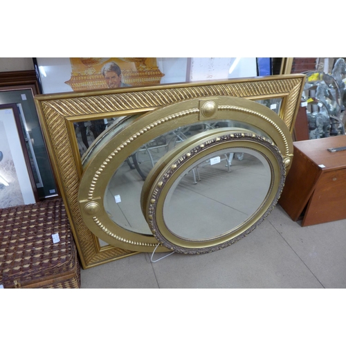 376 - Three gilt framed mirrors