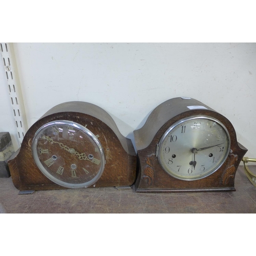 386 - Two oak mantel clocks