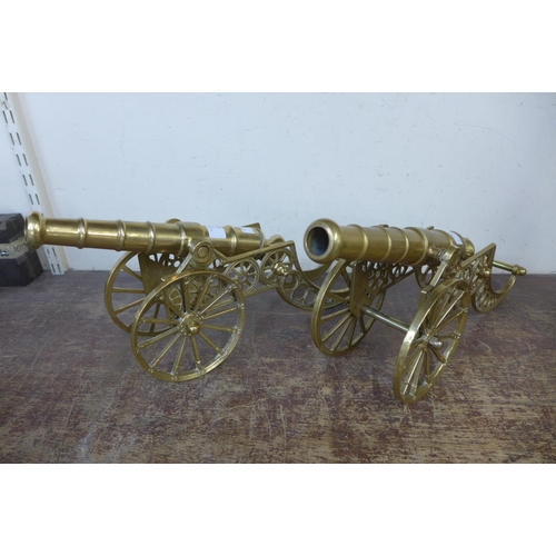 387 - A pair of brass model cannons