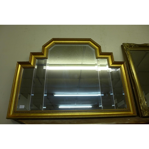 395a - An Art Deco style gilt overmantel mirror