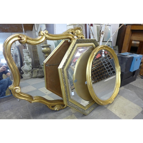 410 - Three gilt framed mirrors