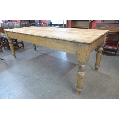 76 - A large Victorian pine farmhouse kitchen table