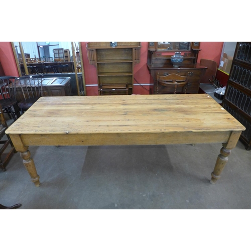 76 - A large Victorian pine farmhouse kitchen table