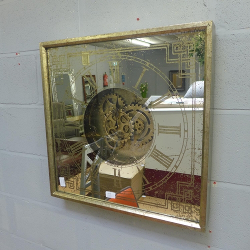 1583 - A square mirrored dial moving gears wall clock (ET31473)   #