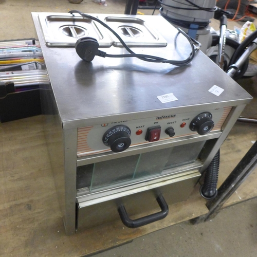 2260 - Infernus commercial pie oven - with 2 built in dishes and lids - W