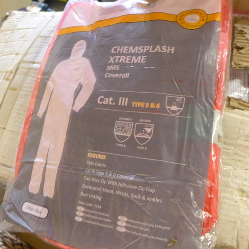 2417 - 2 Boxes of packs of Chemsplash Xtreme SMS coveralls - approx. 50 in total