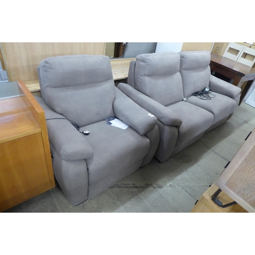 1858 - An Altea electric reclining sofa and armchair (RW227) * this lot is subject to VAT - damaged frame, ... 