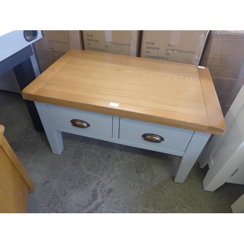 1881 - A hampshire grey painted oak coffee table with drawers (WXF P07) * this lot is subject to VAT Damage... 