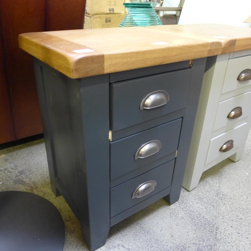 1894 - A Hampshire blue painted oak large 3 drawer bedside table  (KEP P03-73) (Ref 12)  *This lot is subje... 