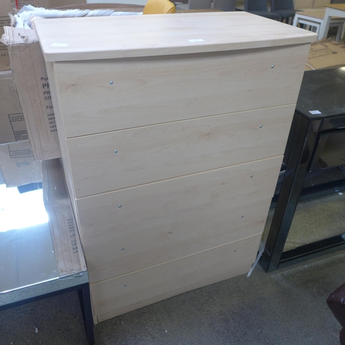 1896 - A birch effect chest of five drawers and mirror * This lot is subject to VAT