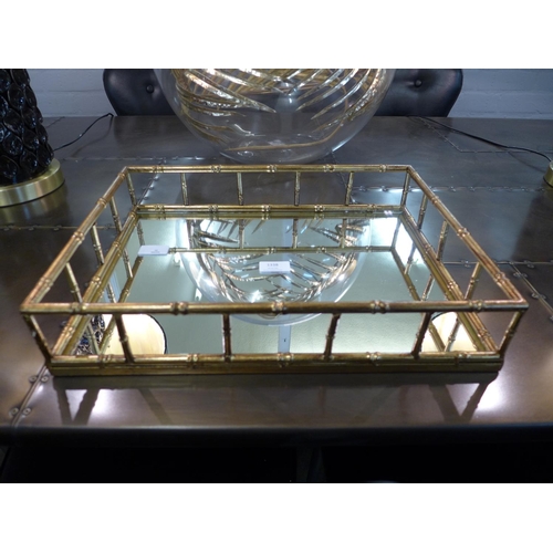 1338 - A rectangular bamboo effect mirrored tray (2080111)   #