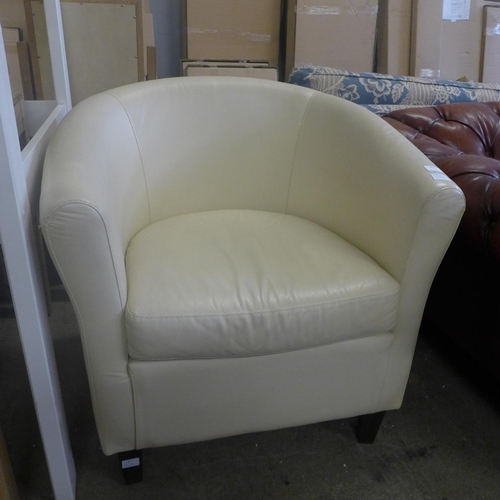 1866 - A cream leather tub chair