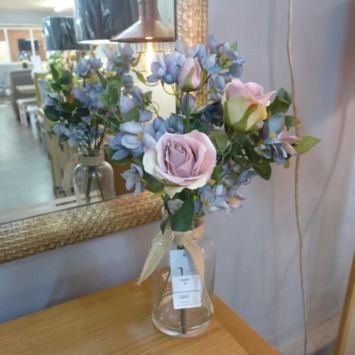 1460 - A dusty pink and blue mixed arrangement in a glass vase (5061708)   #