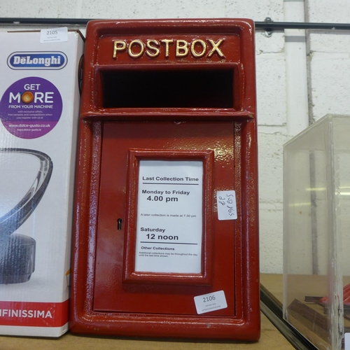 2998 - Reproduction red metal post box -  with keys - unused * This lot is subject to VAT