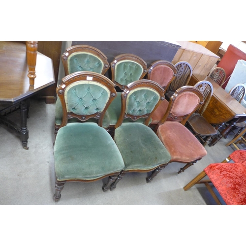 221 - A set of six Victorian mahogany dining chairs