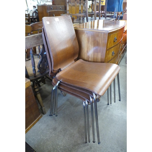 224 - A set of four chrome and plywood chairs